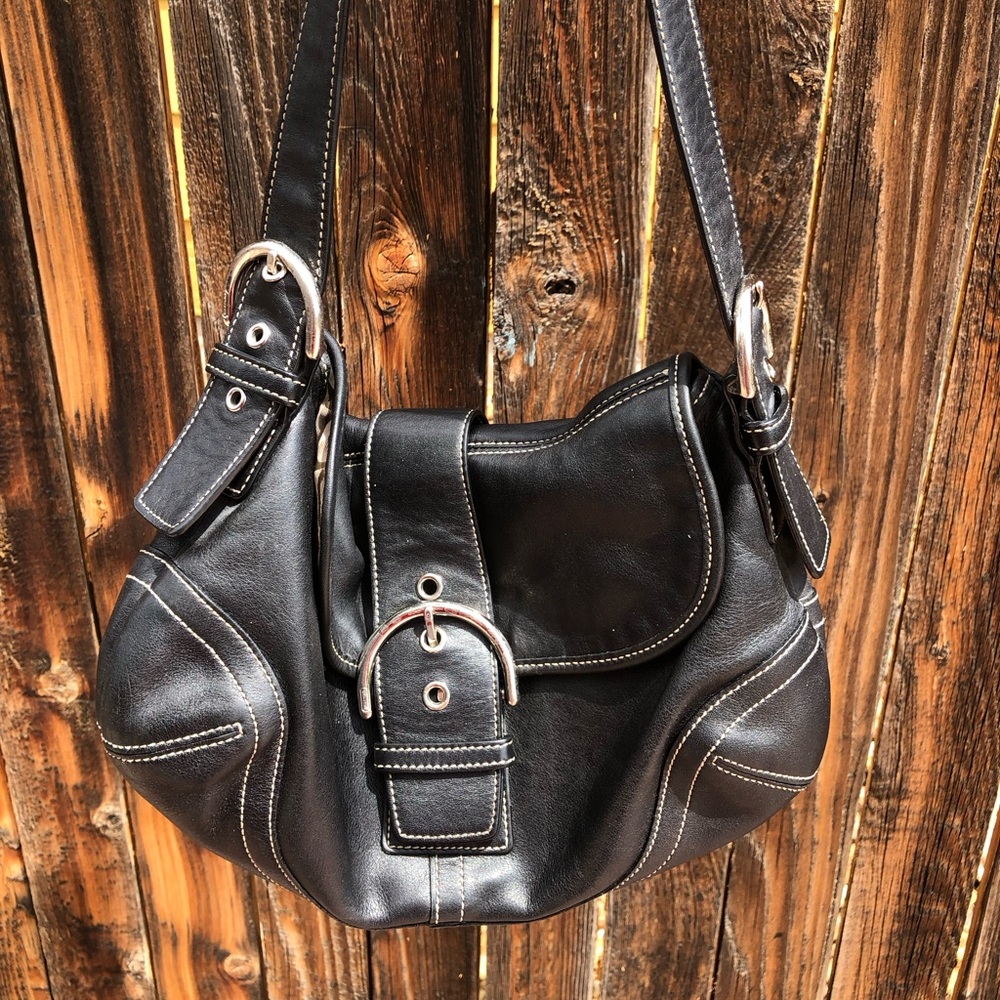 Vintage 90s Coach Black Leather Soho Shoulder Purse